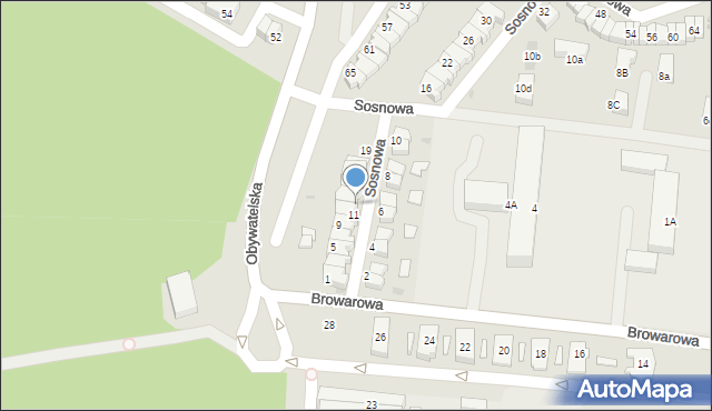 Tychy, Sosnowa, 13, mapa Tychów