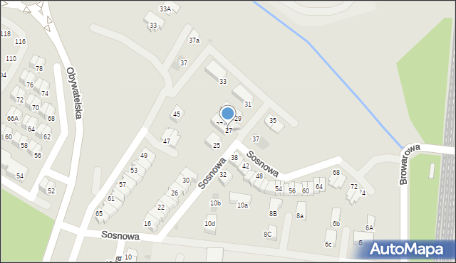 Tychy, Sosnowa, 27, mapa Tychów