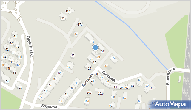 Tychy, Sosnowa, 29a, mapa Tychów