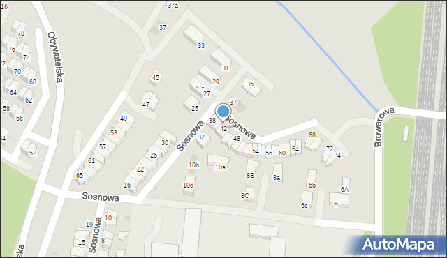 Tychy, Sosnowa, 42, mapa Tychów