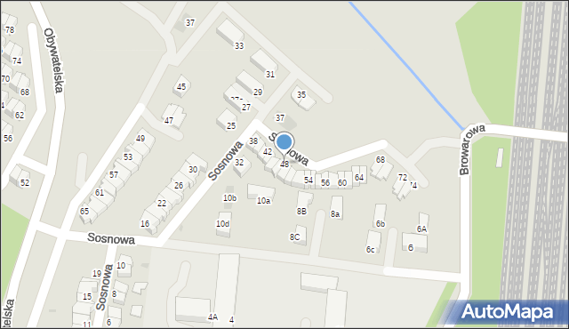 Tychy, Sosnowa, 48, mapa Tychów