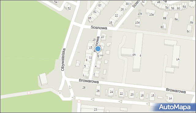 Tychy, Sosnowa, 6, mapa Tychów