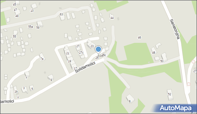 Ustroń, Solidarności, 25a, mapa Ustroń