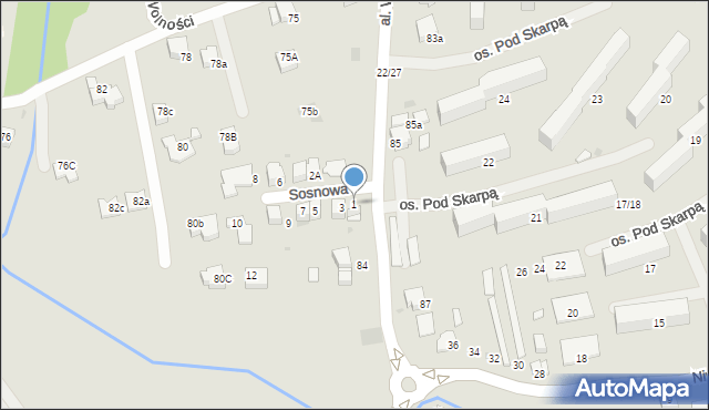 Wadowice, Sosnowa, 1, mapa Wadowice