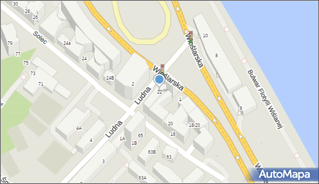 Warszawa, Solec, 22, mapa Warszawy