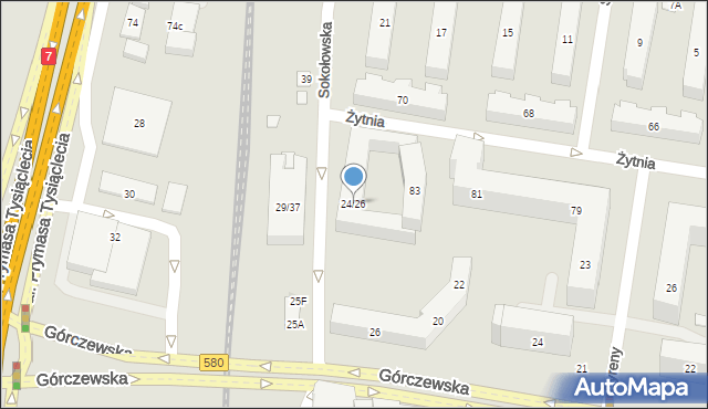 Warszawa, Sokołowska, 24/26, mapa Warszawy