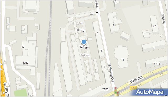 Warszawa, Sokołowska, 5BB, mapa Warszawy