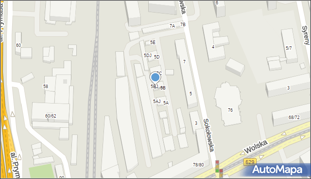 Warszawa, Sokołowska, 5BD, mapa Warszawy