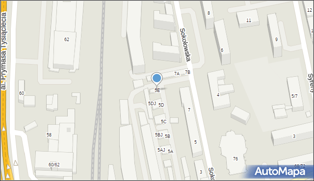Warszawa, Sokołowska, 5E, mapa Warszawy