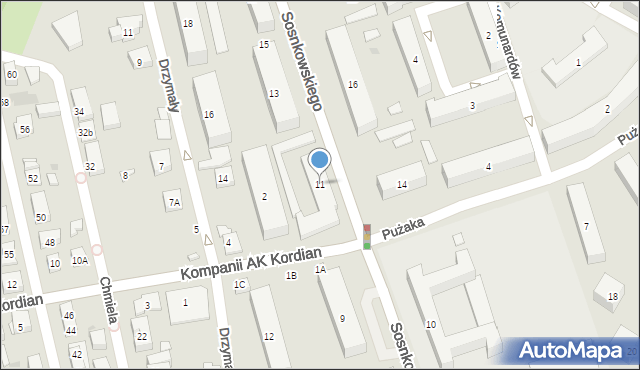 Warszawa, Sosnkowskiego Kazimierza, gen., 11, mapa Warszawy