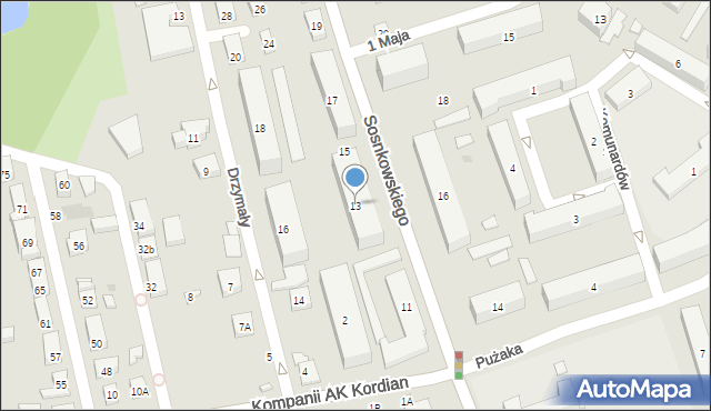 Warszawa, Sosnkowskiego Kazimierza, gen., 13, mapa Warszawy