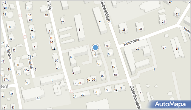 Warszawa, Sosnkowskiego Kazimierza, gen., 5I, mapa Warszawy