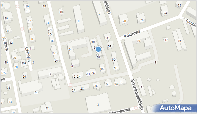 Warszawa, Sosnkowskiego Kazimierza, gen., 5J, mapa Warszawy