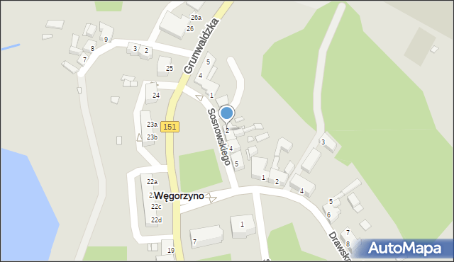 Węgorzyno, Sosnowskiego Fortunata, ks., 2, mapa Węgorzyno