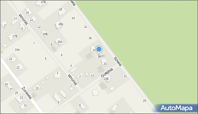 Wieniec-Zalesie, Sowia, 35, mapa Wieniec-Zalesie