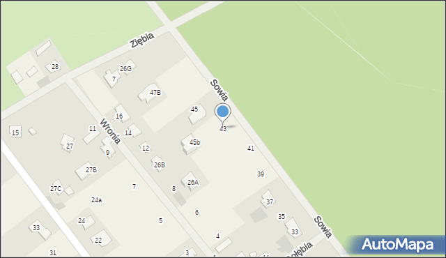 Wieniec-Zalesie, Sowia, 43, mapa Wieniec-Zalesie