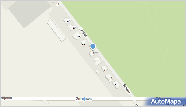 Wieniec-Zalesie, Sowia, 9, mapa Wieniec-Zalesie