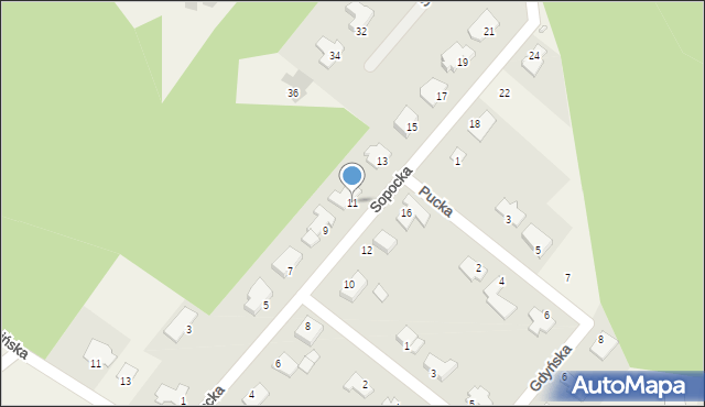 Wilcze, Sopocka, 11, mapa Wilcze
