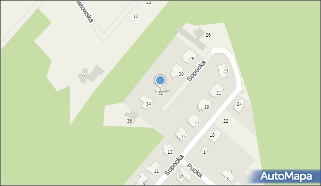 Wilcze, Sopocka, 32, mapa Wilcze