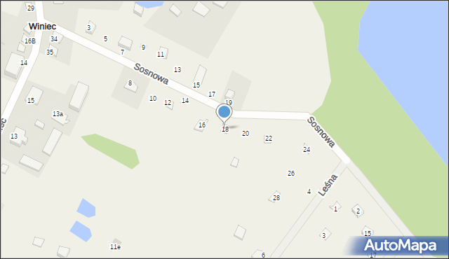Winiec, Sosnowa, 18, mapa Winiec
