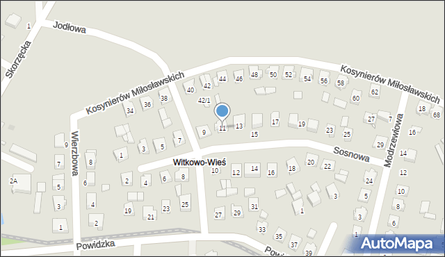 Witkowo, Sosnowa, 11, mapa Witkowo