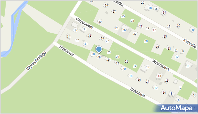 Włodzimierzów, Sosnowa, 26, mapa Włodzimierzów