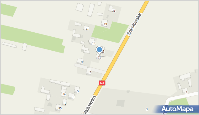 Wola Suchożebrska, Sokołowska, 11, mapa Wola Suchożebrska