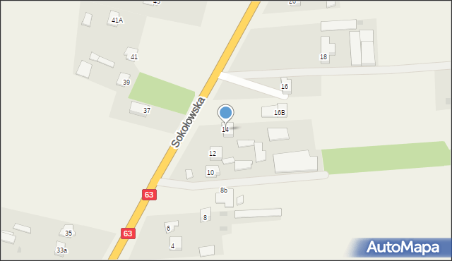 Wola Suchożebrska, Sokołowska, 14, mapa Wola Suchożebrska