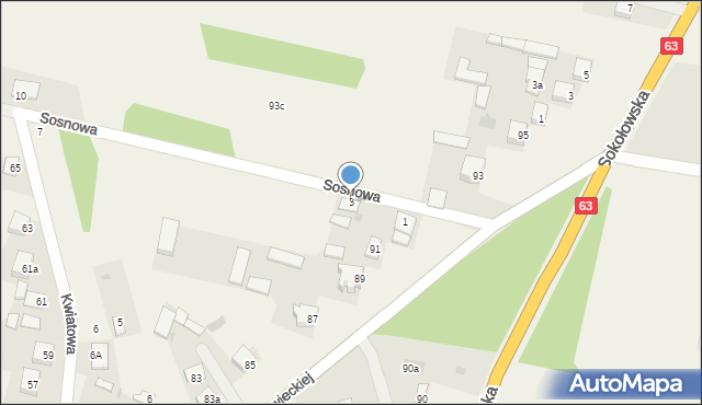 Wola Suchożebrska, Sosnowa, 3, mapa Wola Suchożebrska