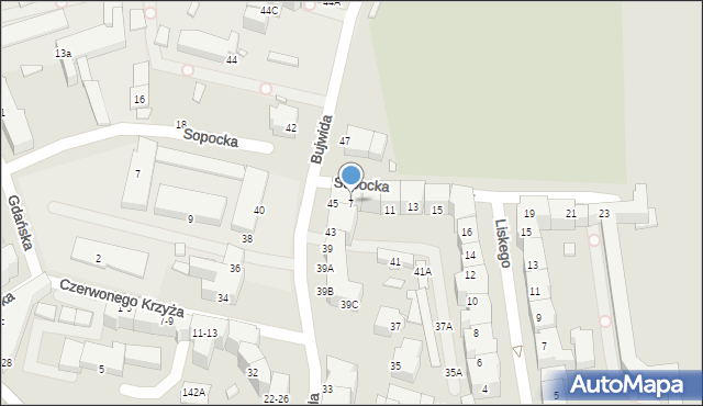Wrocław, Sopocka, 7, mapa Wrocławia