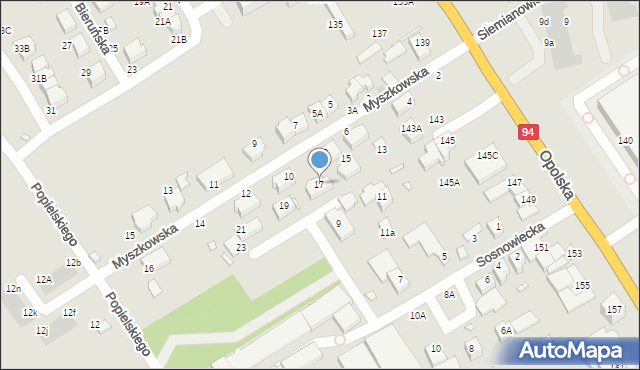 Wrocław, Sosnowiecka, 17, mapa Wrocławia