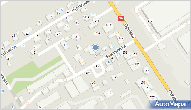 Wrocław, Sosnowiecka, 5, mapa Wrocławia