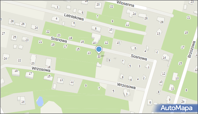 Wycinki Osowskie, Sosnowa, 11, mapa Wycinki Osowskie