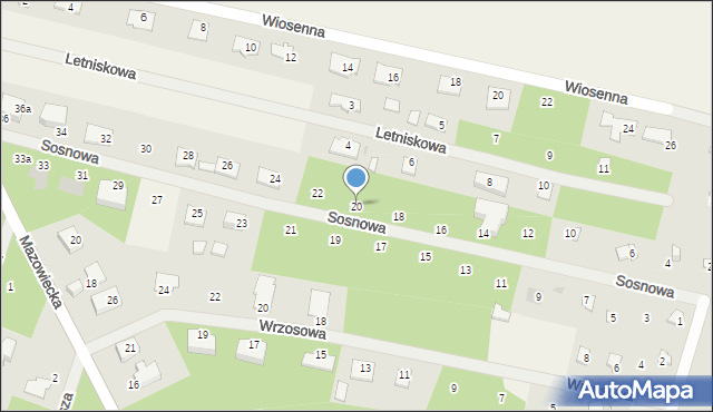 Wycinki Osowskie, Sosnowa, 20, mapa Wycinki Osowskie