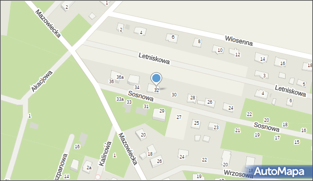 Wycinki Osowskie, Sosnowa, 32, mapa Wycinki Osowskie