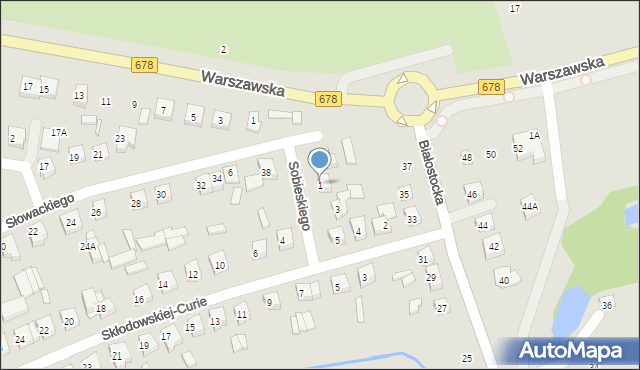 Wysokie Mazowieckie, Sobieskiego, 1, mapa Wysokie Mazowieckie