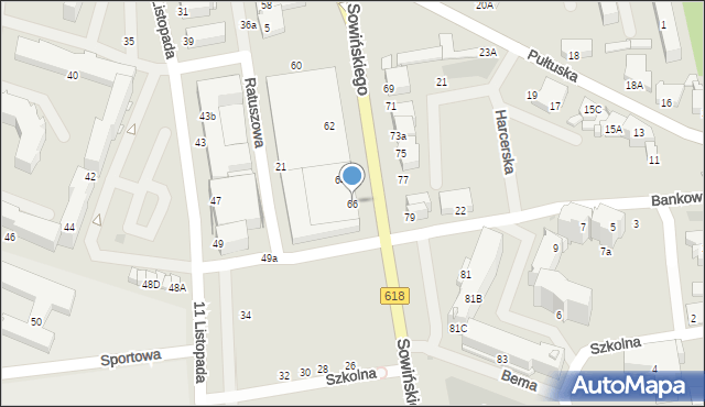 Wyszków, Sowińskiego Józefa, gen., 66, mapa Wyszków
