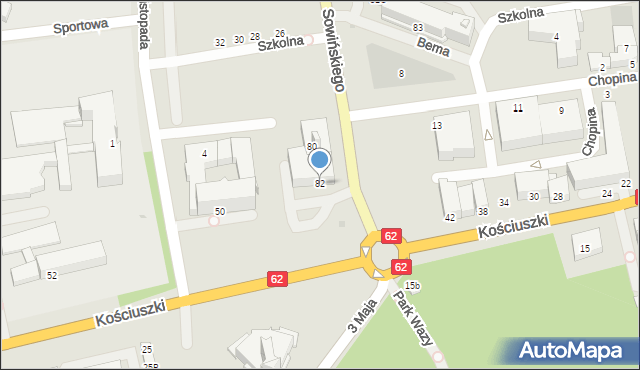 Wyszków, Sowińskiego Józefa, gen., 82, mapa Wyszków