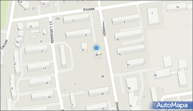 Wyszków, Sowińskiego Józefa, gen., 36, mapa Wyszków
