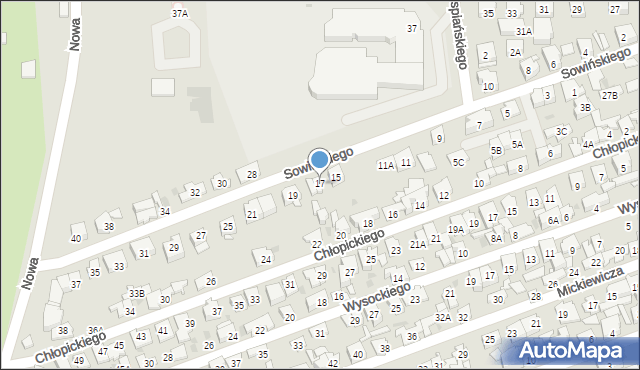 Ząbki, Sowińskiego Józefa, gen., 17, mapa Ząbki