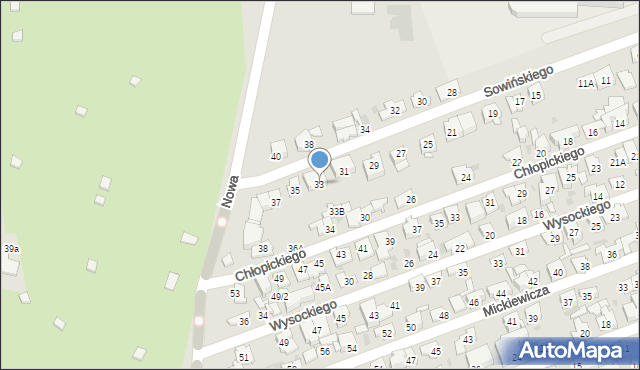 Ząbki, Sowińskiego Józefa, gen., 33, mapa Ząbki