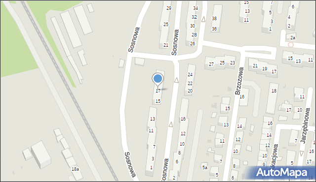 Żagań, Sosnowa, 17, mapa Żagań