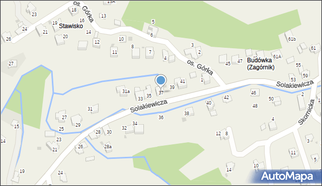 Zagórnik, Solakiewicza Leszka, ks., 37, mapa Zagórnik