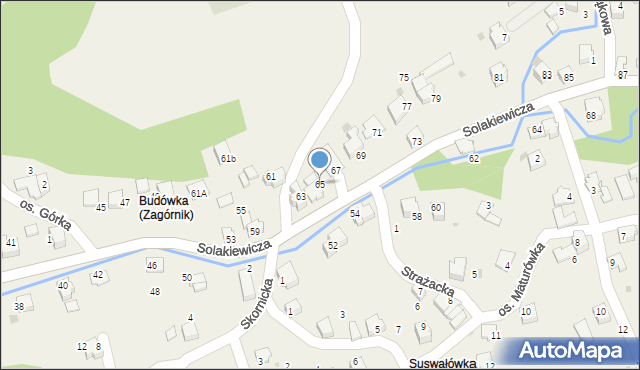 Zagórnik, Solakiewicza Leszka, ks., 65, mapa Zagórnik