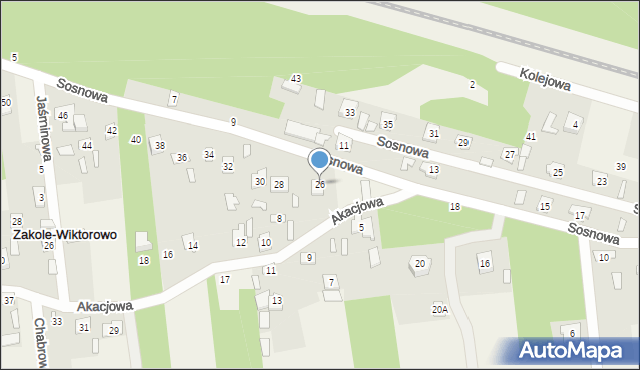 Zakole-Wiktorowo, Sosnowa, 26, mapa Zakole-Wiktorowo