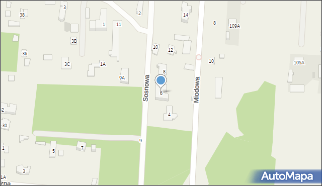 Zakręt, Sosnowa, 6, mapa Zakręt