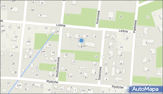 Zalesie Górne, Sosnowa, 8, mapa Zalesie Górne