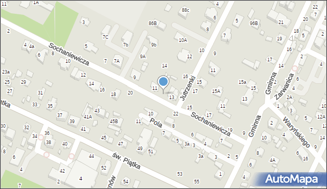 Zamość, Sochaniewicza Kazimierza, 13A, mapa Zamościa