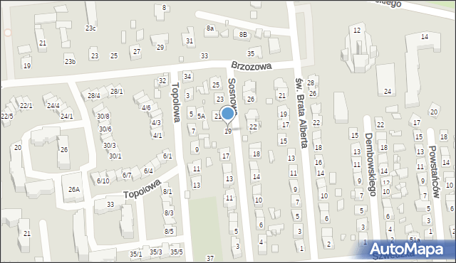 Zamość, Sosnowa, 19, mapa Zamościa
