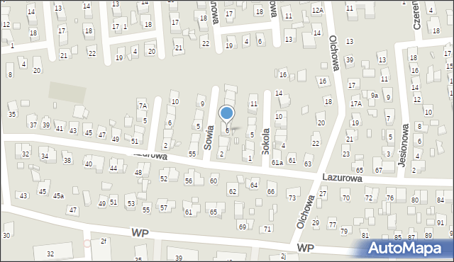 Zamość, Sowia, 6, mapa Zamościa